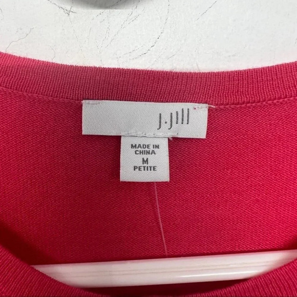 NWT J. Jill Pomegranate Pink Cardigan Sweater Crew Neck Pink MP Cotton Blend - Picture 3 of 8
